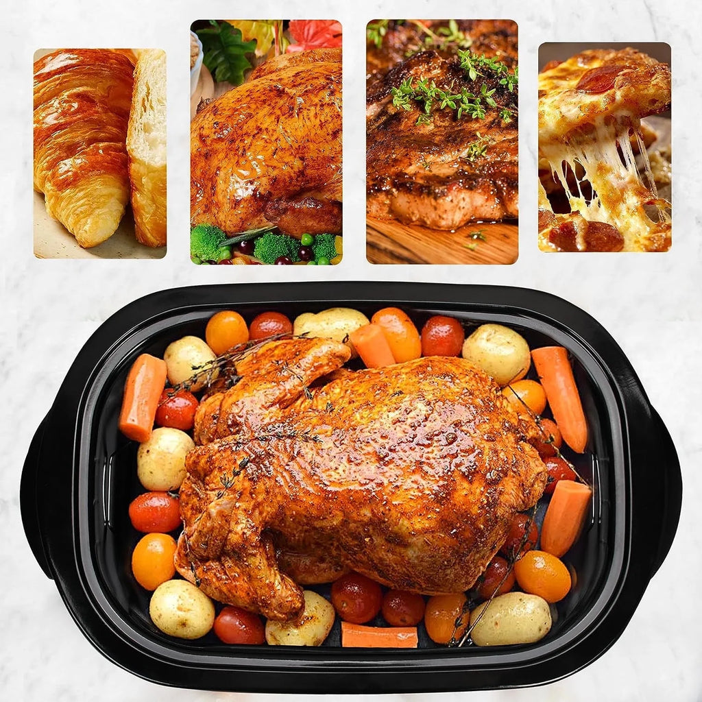20 Quart Electric Roaster Oven, Turkey Roaster Electric, Roaster Oven Buffet, Selfbasting Lid, Removable Pan, Full-Range Temperature Control Cool-Touch Handles, Turkey Roaster, Black