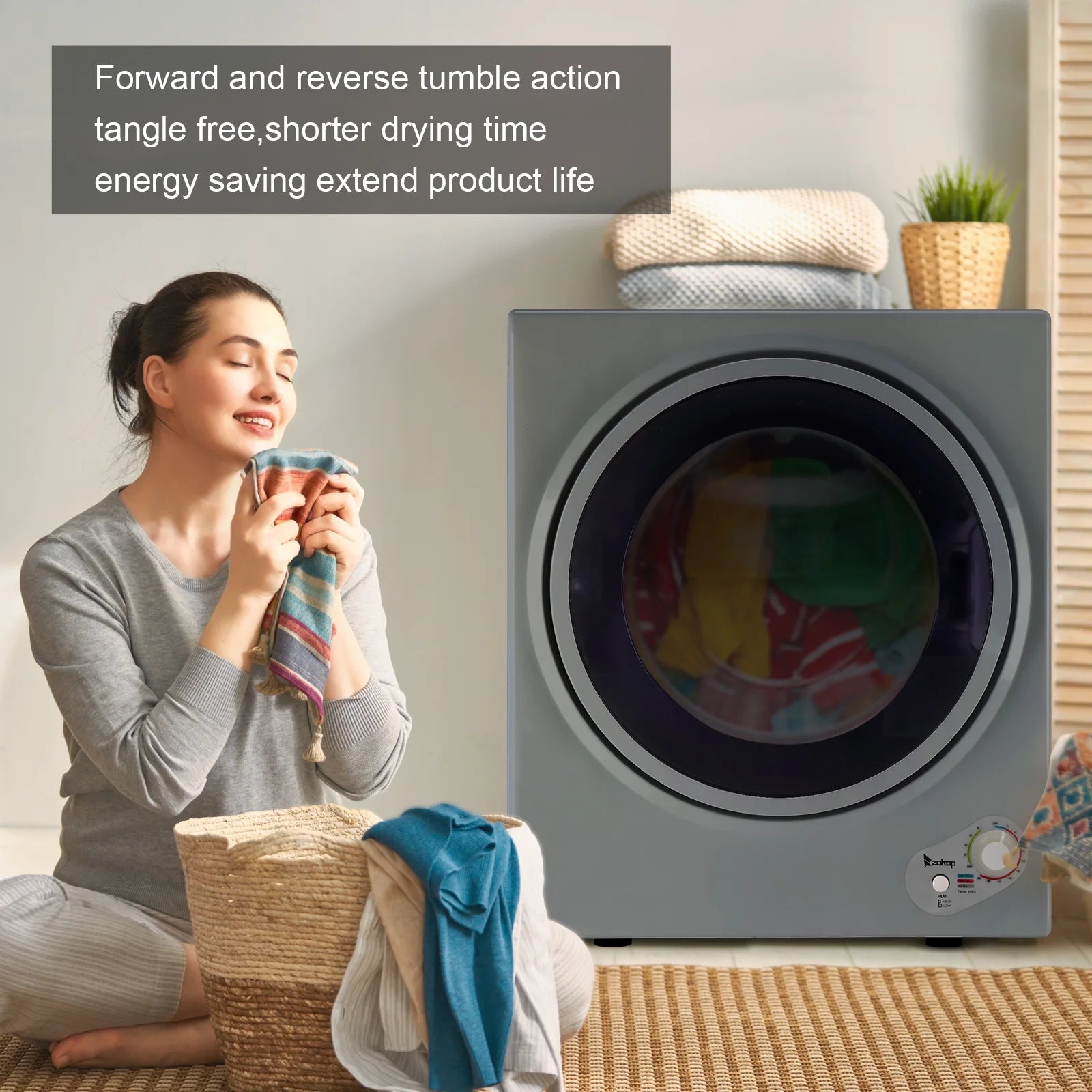Ktaxon 1.6 cu. ft. Electric Tumble Compact Cloth Dryer Stainless Steel Wall Mounted, White