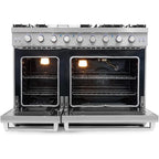 48" Freestanding Double Oven Gas Range, 6 Sealed Gas Burners, Convection Oven