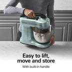 Hamilton Beach 4 Quart Stand Mixer for Kitchen, 7 Speeds, Tilt-Head, Dough Hook, Whisk & Flat Beater, Black