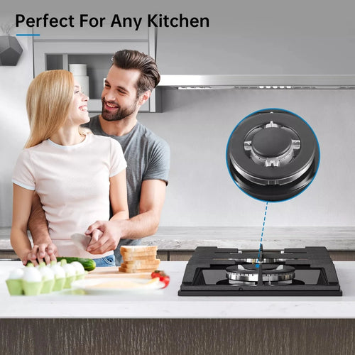 Amzgachfktch 12 Inch Built-in Gas Cooktop with Thermocouple Protection, LPG/NG Dual Fuel