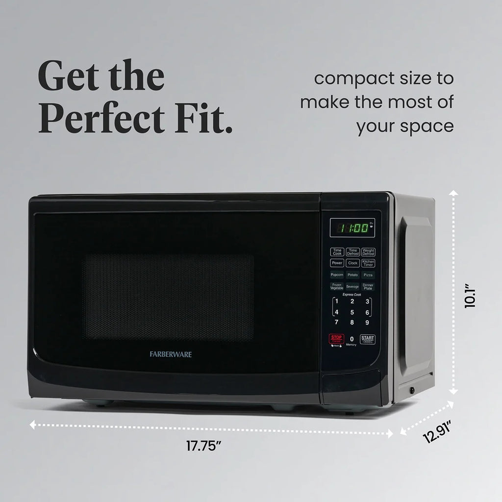 Farberware Countertop Microwave Oven with LED Lighting & Child Lock, 0.7 Cu Ft Black