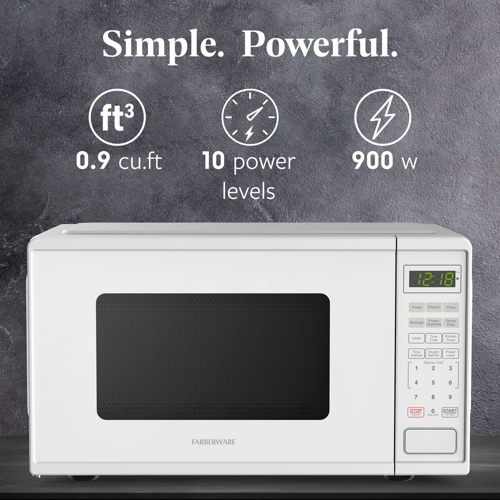 Farberware Countertop Microwave Ov 1100 Watts, 2.2 cu ft - Smart Sensor With LED Lighting and Child Lock - Perfect for Apartments and Dorms - Easy Clean Black Interior, Stainless Steel