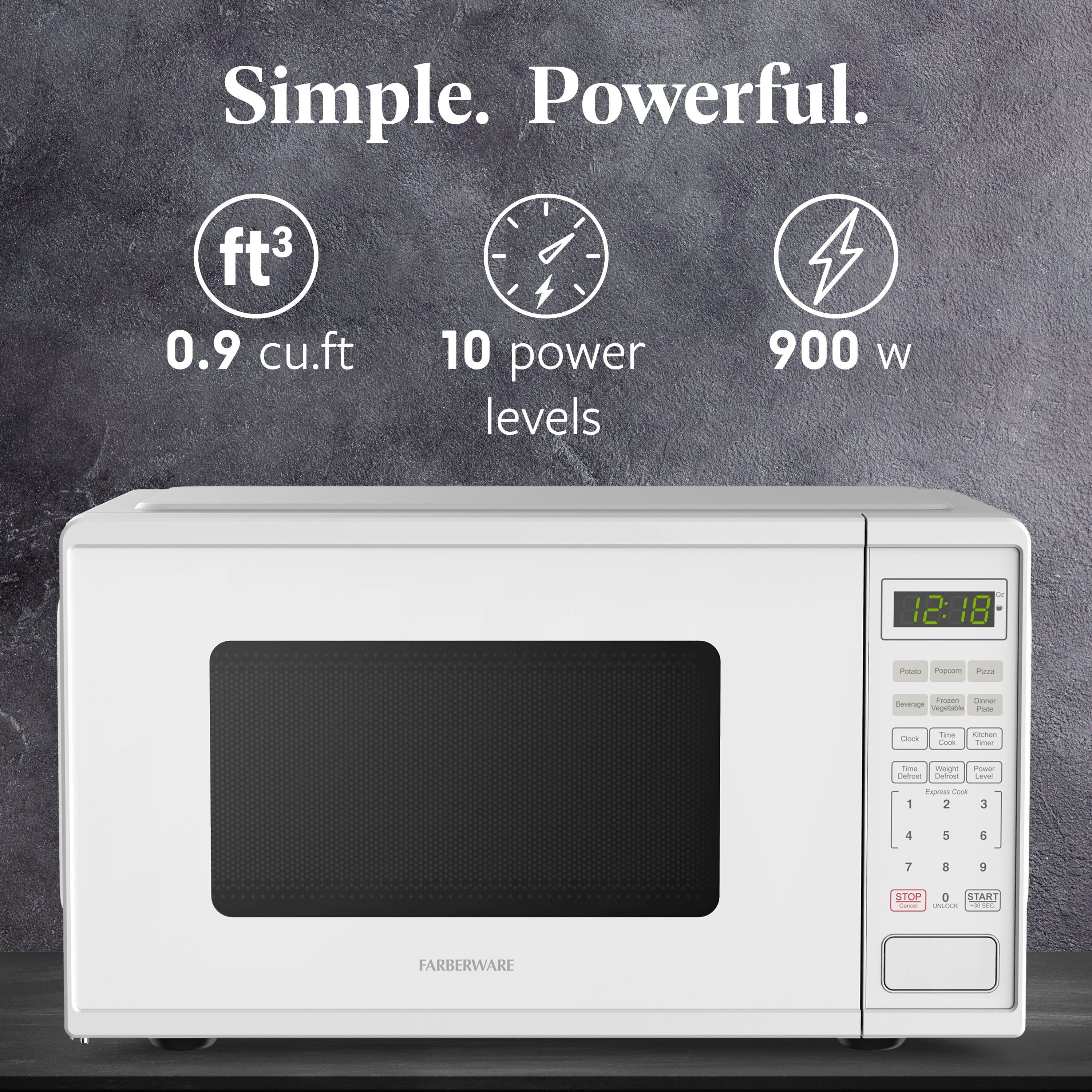Farberware Countertop Microwave Ov 1100 Watts, 2.2 cu ft - Smart Sensor With LED Lighting and Child Lock - Perfect for Apartments and Dorms - Easy Clean Black Interior, Stainless Steel