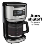 Hamilton Beach Front Fill 14-Cup Programmable Drip Coffee Maker Machine with Glass Coffee Pot, Cafetera, Black