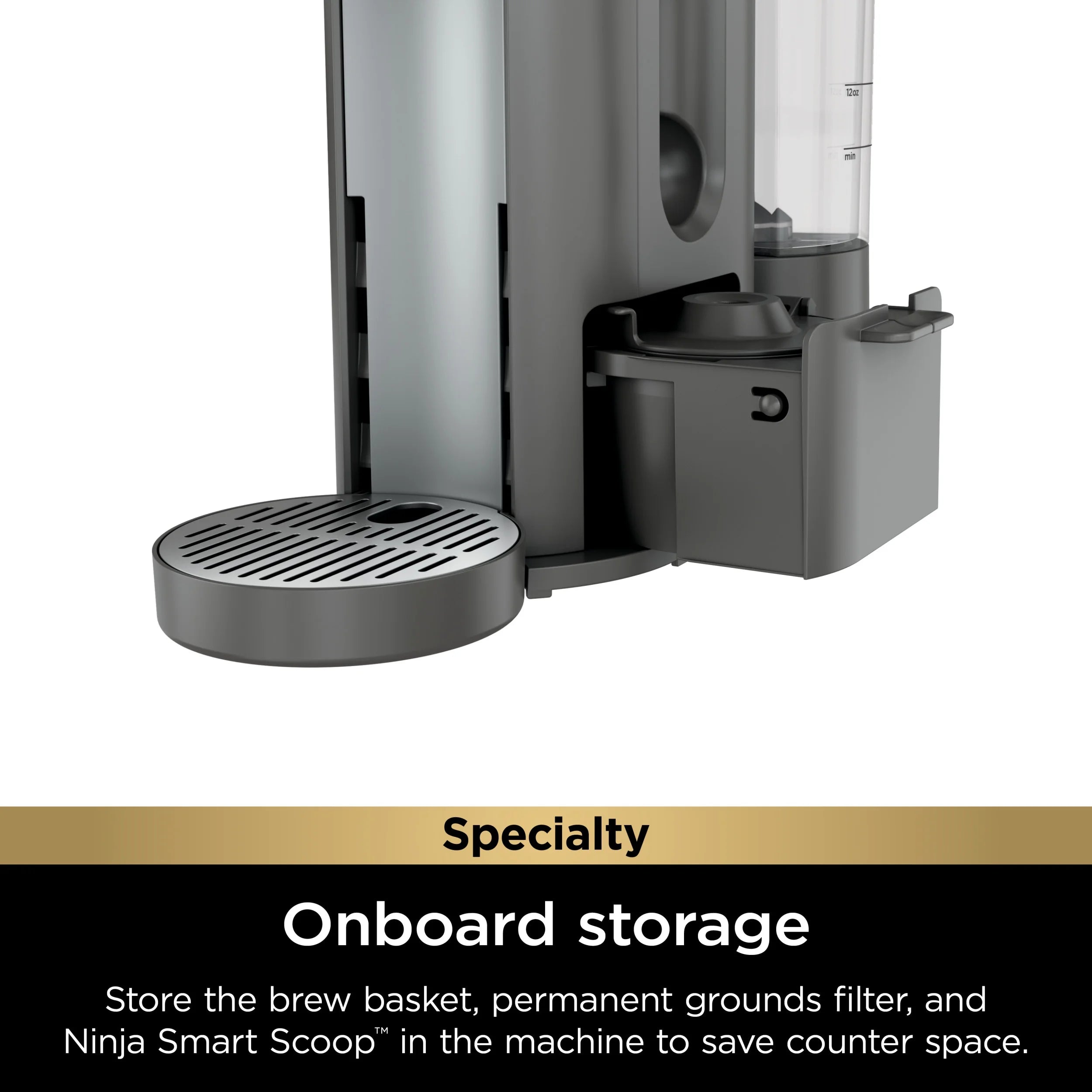 Ninja Single Serve Pods & Grounds Specialty Coffee Brewer, 4 Brew Styles, Gray, PB050