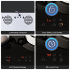 Double Induction Cooktop 1800W Induction Stove Top 2 Burners for Cooking, Sumaki Built-in Electric Cooktops With 9 Power Levels