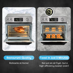 HYSapientia 26QT Air Fryer Oven With Rotisserie 1800W Toaster Oven Air Fryer Combo, 10 in 1 Convection Oven Countertop, Airfryer Toaster Oven, Mini Toaster Oven,Stainless Steel Outer