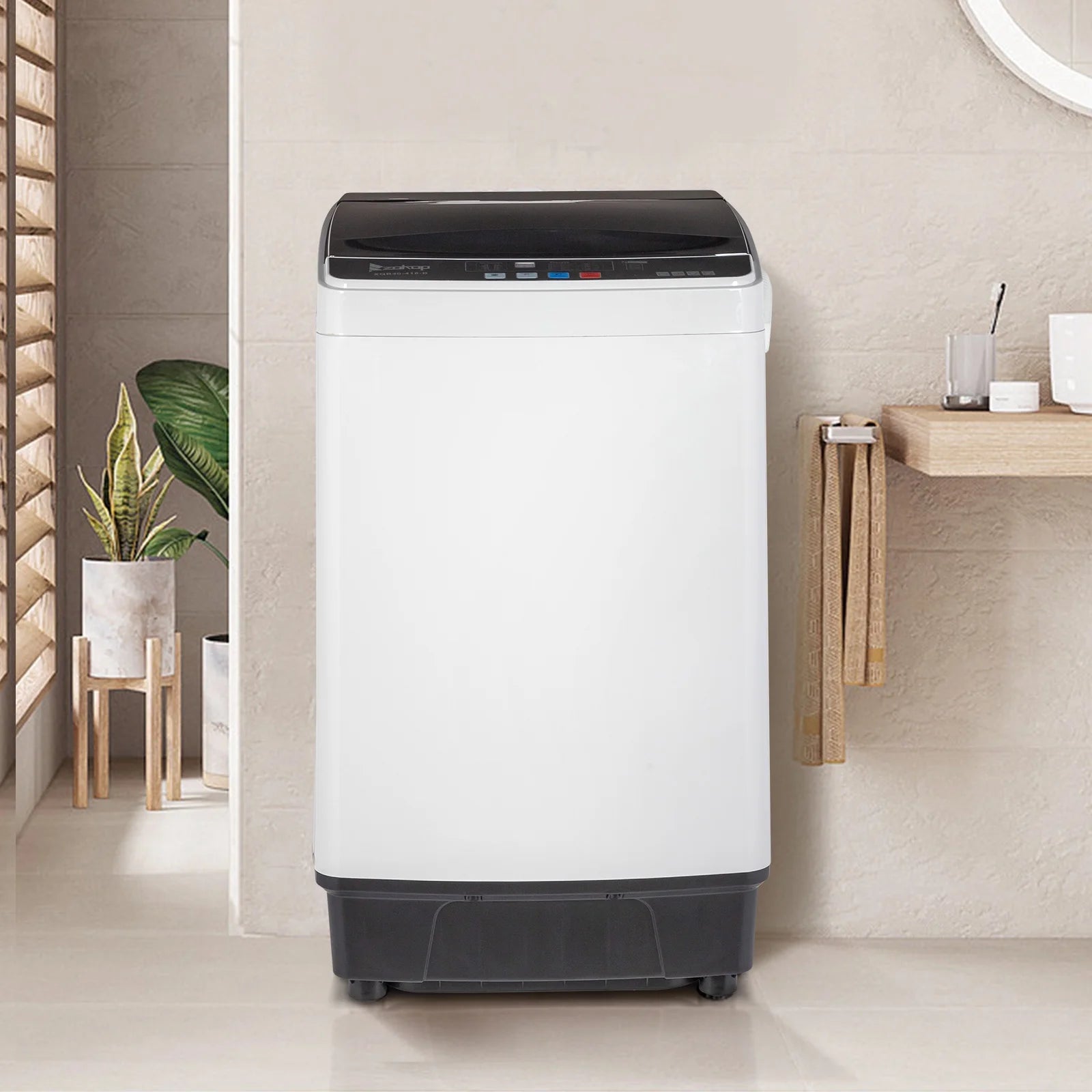 BAYUELSWU Portable Washing Machine 17.6lbs Full-Automatic Washing Machine, Apartment Washing Machine 10 programs 8 Water Level Selections with Led Display for Apartment, Home, Dorm, RV