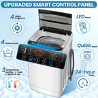 Veeboto 20lbs Fully Automatic Washing Machine, Washer Machine with 10 Wash Programs/8 Water Levels, Portable Washing Machine with LED Display & 1 Adjustable feet, White