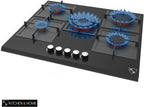 K&H 5 Burner 30 Inch Built-in LPG/Propane Gas Stove Top Glass Surface Cast Iron Cooktop UL/ETL Certified 5-GCW-LPG