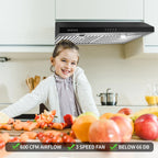 SNDOAS New 30 inch Kitchen Stainless Range Hood 3-Speed Under Cabinet Exhaust Vent with Filter 120V