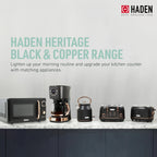 Haden Heritage 1500 1.7 Electric Kettle, Matte Black Finish with Copper Accents