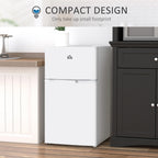 Harper & Bright Designs Double Door Mini Fridge with Freezer, 3.2 Cu.Ft Compact Refrigerator with Adjustable Shelf, Adjustable Thermostat and Reversible Door for Bedroom, Dorm, Home Office, White