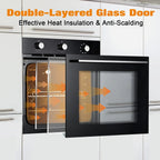 24" Electric Single Wall Oven with 8 Baking Modes 2.5Cu.ft Built-in Electric Convection Oven with Air Frying Function 3D Surround Heating with Double-Layered Glass Door 3000W Silver