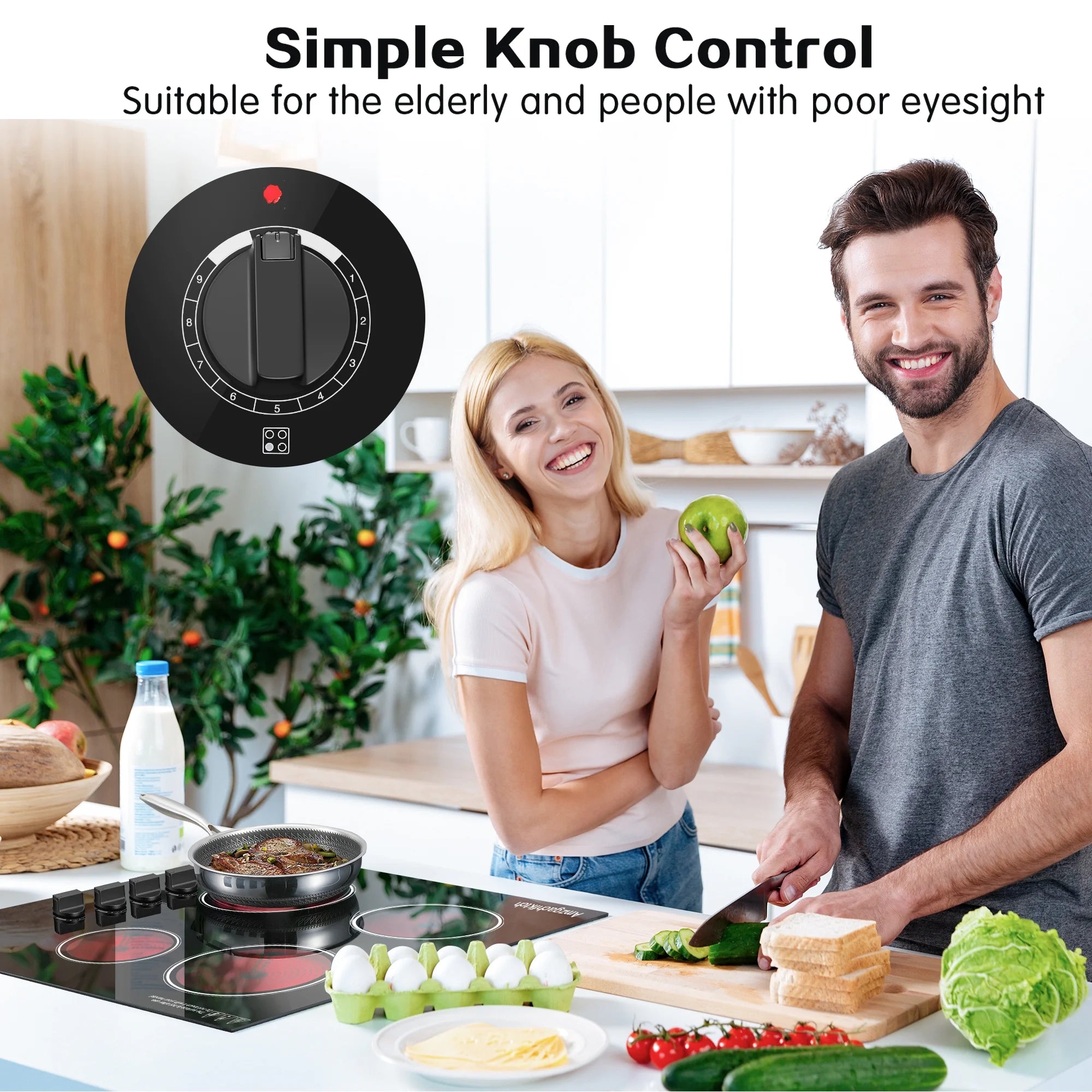 30 inch 4 Burner Built in Electric Ceramic Cooktop 6700W 240V with Hot Surface Indicator Radiation-Free ETL Certified