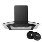 CIARRA Wall Mount Range Hood 30 inch with Tempered Glass 450 CFM Kitchen Vent Hood Ductless Ducted Convertible CAS50275