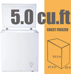 SMAD 5 Cu ft Chest Freezer Removable Baskets Free-Standing Top Open Door Deep Freezer, White
