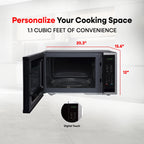 Magic Chef 1.6 Cu. ft. 1100W Countertop Microwave Oven with Push-Button Door in Black, New