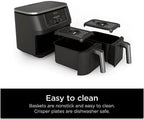 Ninja Foodi 8 qt 2-Basket Air Fryer, Black - DualZone Technology, Smart Finish