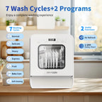 AIRMSEN 5-Place Settings Portable Countertop Dishwasher with 5L Built-in Water Tank, Ultra-Slim Dishwasher Upgrade 3 Spray Arms, 12H Delay Start and Salt Chamber Function, ZMW-DUHA01