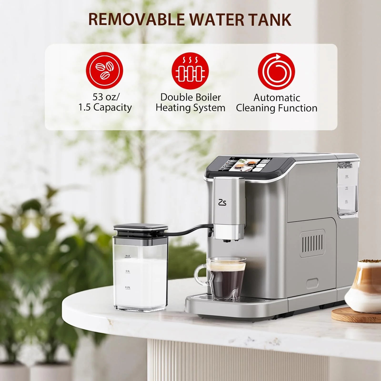 Soonbuy Fully Automatic Espresso Machine 20 Bar, With Milk Frother Steam Wand,Gold