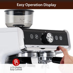 Espresso Coffee Machine with Grinder, 20 Bar Semi-Automatic Espresso Maker with Milk Frother Steamer Wand for Cappuccino, Latte, Macchiato, 2.8 L Water Tank, PID Temperature Control