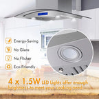 Joeaonz 30-Inch Island Range Hood 900CFM Stainless Steel with Glass Touch Control and Permanent Reusable Filters