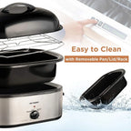 Superjoe 22 Quart Roaster Oven with Self-Basting Lid Turkey Roaster Electric Food Warmer, Stainless Steel