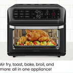 Chefman 12-in-1 Air Fryer Oven Combo w/ Probe Thermometer, 20 Qt Capacity - Black Stainless Steel, New