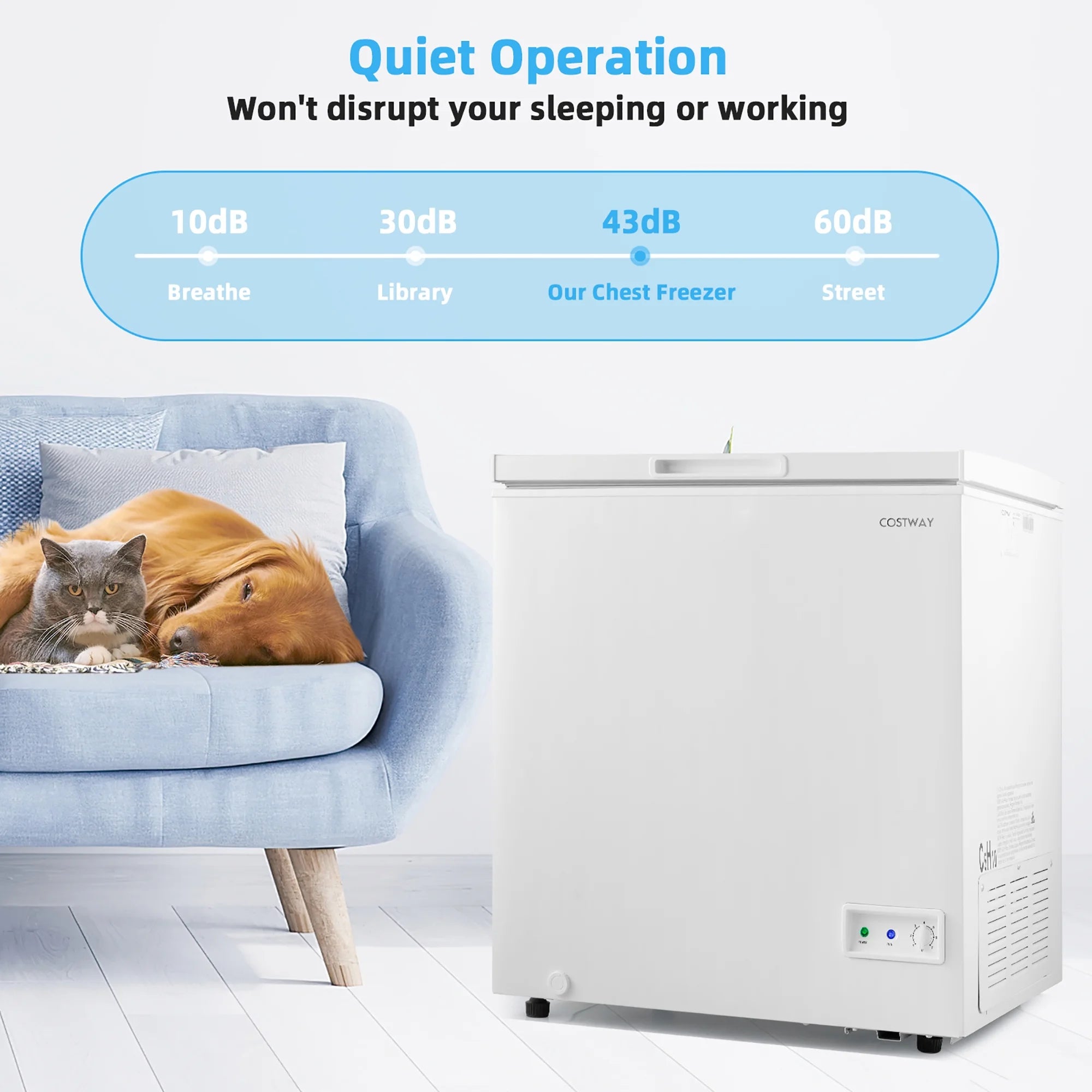 Costway 5 Cubic Feet Chest Freezer w/Removable Storage Basket Deep Freezer