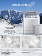 Ice Maker Countertop 2 Ice Sizes, 30 lbs Bullet Ice in 24H, Self-Clean, 9 Cubes in 5 Mins, FOHERE