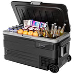 Simzlife 12 Volt Car Refrigerator, 80QT(75L) Portable RV Car Fridge with Wheels, 0�H~68�H, 12/24V DC & 110-240V AC, Black
