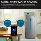 Whynter UDF-139SS 13.8 cu.ft. Energy Star Digital Upright Convertible Deep Freezer/Refrigerator - Stainless Steel