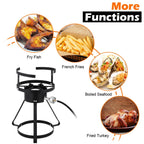 30QT Turkey Deep Fryer Baskets & Stand, Aluminum Fryer Pot w/ 54000BTU Propane Burner, Thermometer, Marinade Injector, Turkey Rack & Rack Lifter, for Outdoor Cooking