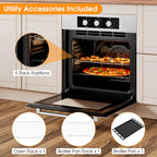 Costway 24'' Single Wall Oven 2.47Cu.ft Built-in Electric Oven 2300W w/ 5 Cooking Modes