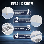 JIEJIA Compact Freezer 3.5 cu ft Environmental Chest Freezer, Mini Freezer with 7 Gear Adjustable Temperature, Removable Storage Basket, Energy Saving, White