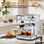 20 Bar Espresso Machine with Milk Frother, Single & Double Shot, ESE Pod Compatible, Removable Water Tank for Cappuccino, Latte, & Machiato for Home Barista