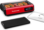 Techwood Indoor Smokeless Grill, 1500W, Black, Electric Portable Korean BBQ Grill with Tempered Glass Lid