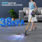 Roanow Cordless Vacuum Cleaner, 38KPA/55Mins with Display Stick Vacuum for Home Hardwood Floor Carpet Pet
