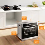 Aobosi 24 Inch Single Wall Oven, 2.5 Cu.ft Built-in Electric Wall Oven with 8 Cooking Functions in Stainless Steel