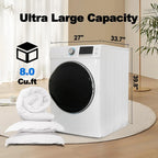 SMAD 8 Cu ft Electric Front Load Dryer, 27 in.W Large Capacity Steam Function Wrinkle Care Stackable