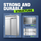 Coolake Commercial Refrigerator And Freezer Combo, 48" W Dual Temperature Zones, 36 Cu.ft 2 Door