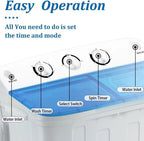 Dimedeal Portable 18lbs Twin Tub Mini Washing Machine, 11lbs Washer & 7lbs Spinner with Drying Rack & Hangers