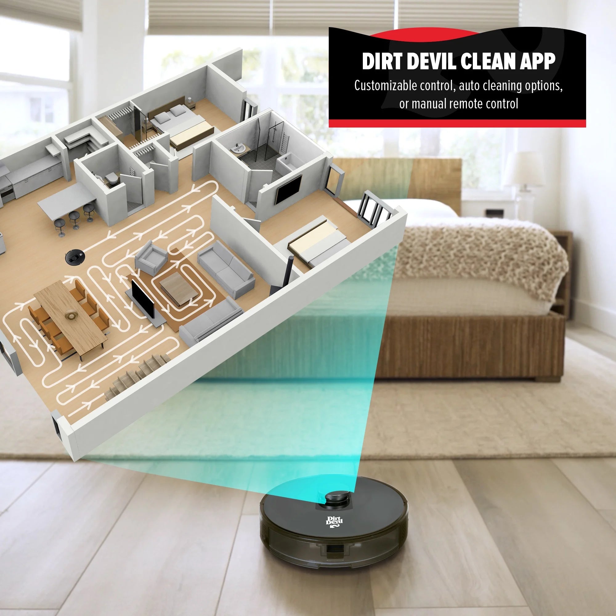 Dirt Devil EV3420 Robot Vacuum Wi-Fi Compatible, Auto-Docking, Smart 360 LIDAR Navigation