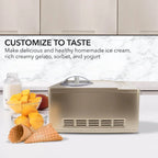 Whynter ICM-220CGY 2 Quart Capacity Automatic Compressor Ice Cream Maker & Yogurt Function with Stainless Steel Bowl in Champagne Gold