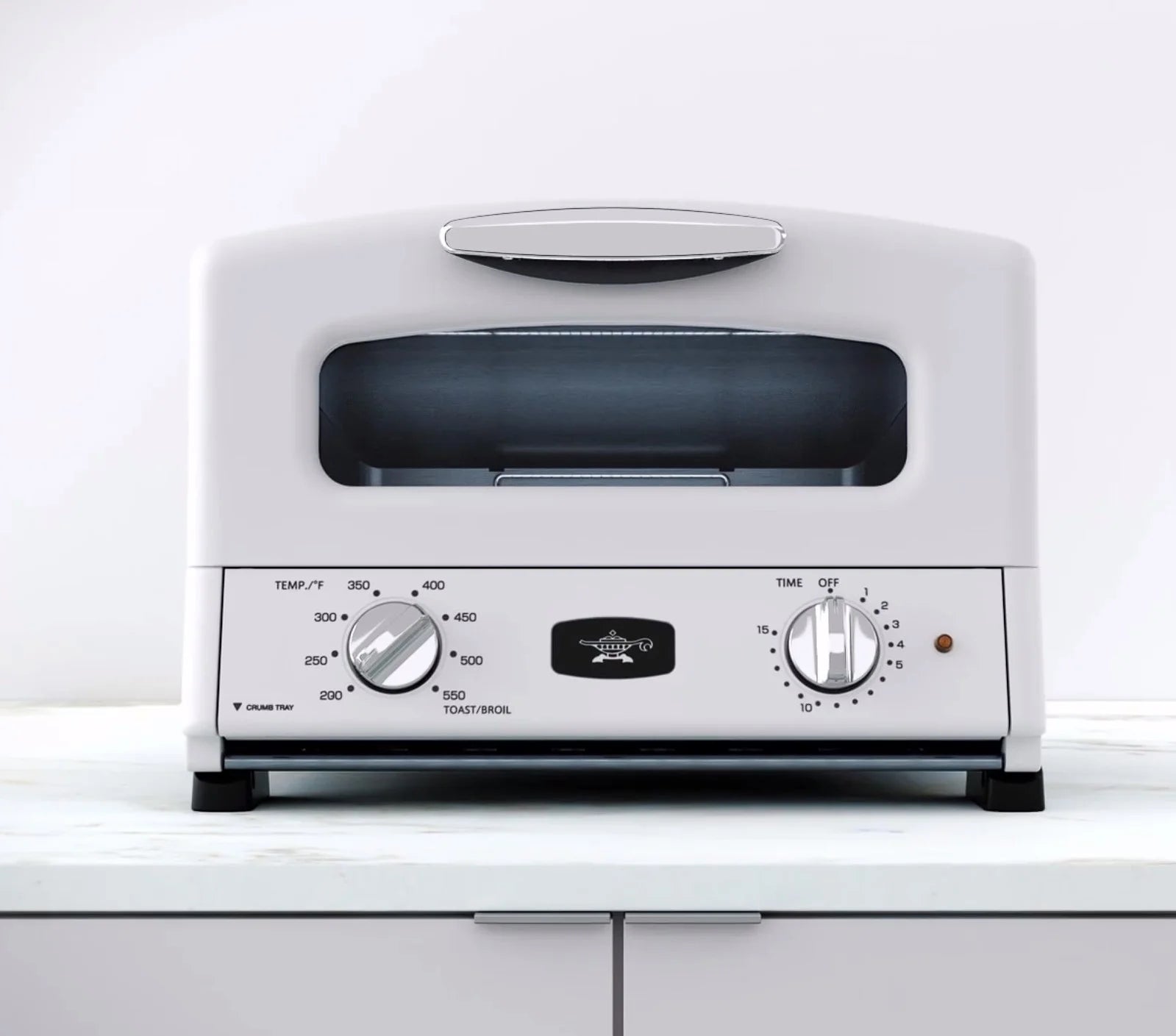 Sengoku SET-G16A(W) HeatMate Graphite Compact Countertop Toaster Oven with 4 Non-Stick Pans for Toasting and Baking, 120 Volt, Eggshell White