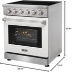 30 inch Professional Electric Range with 5 Heating Elements Cooktop, 4.55 Cu. Ft. Convection Oven Capacity, Smooth Glass Top, in Stainless Steel, KOS-30RE06H (Stainless Steel)