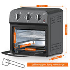 Plum Chef 13QT Air Fryer Toaster Oven Combo, 7-in-1 Multifunctional Countertop Oven with 360�� Hot Air Circulation for Healthy Oil-Free Cooking, Family Size, Stainless Steel, Silver