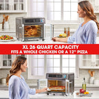 Open Box Emeril 675-02x 8 pcs Emeril Lagasse French Door 360 26 QT Air Fryer, Convection Toaster Oven (Stainless Steel) -